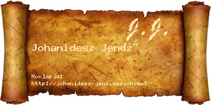 Johanidesz Jenő névjegykártya